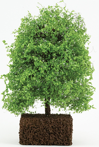 Dollhouse miniature LIGHT GREEN OAK TREE ON SPIKE, 4 INCHES